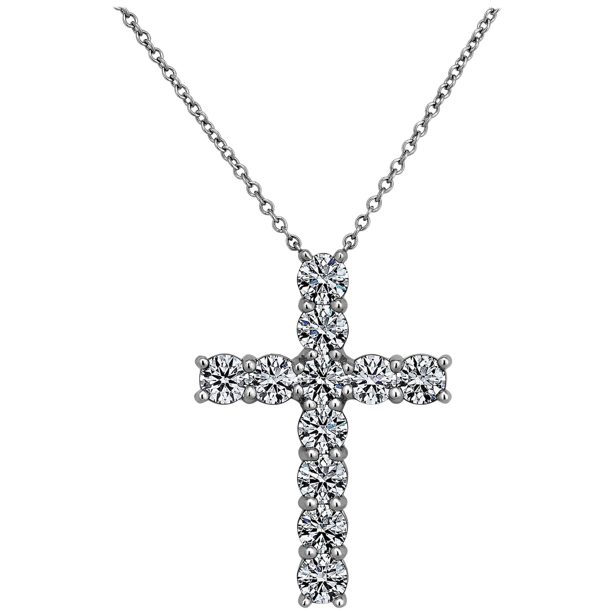Diamond Platinum Handmade Cross Pendant Necklace