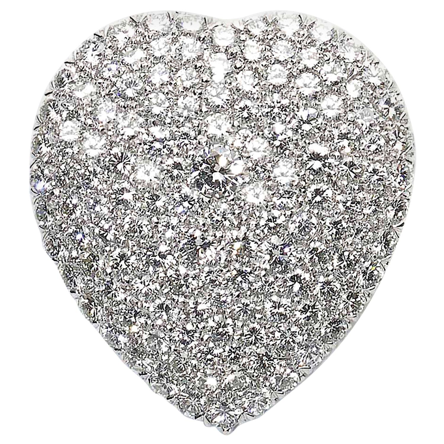 Diamond Platinum Heart Brooch