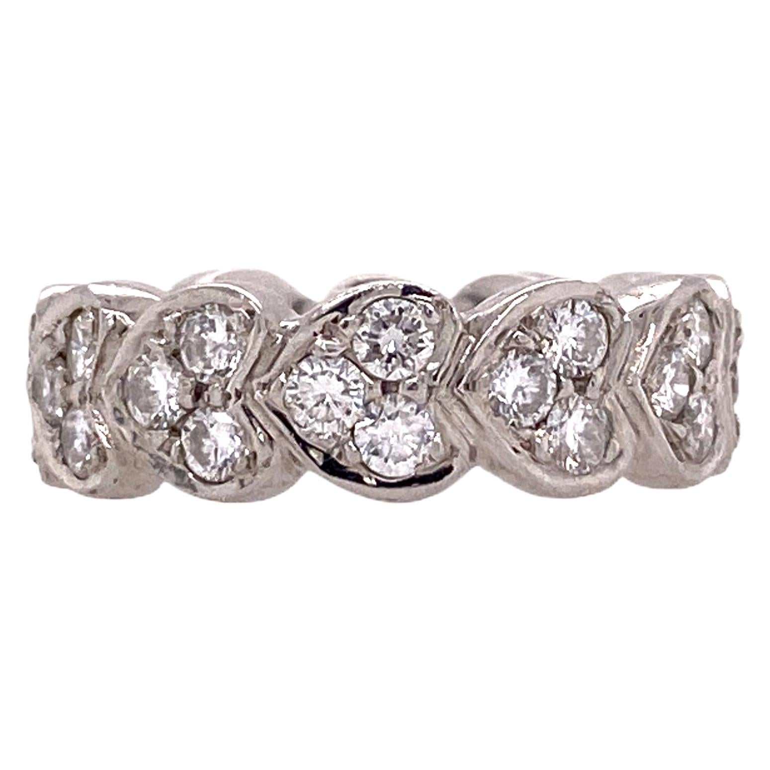 Diamond Platinum Heart Eternity Wedding Band Ring