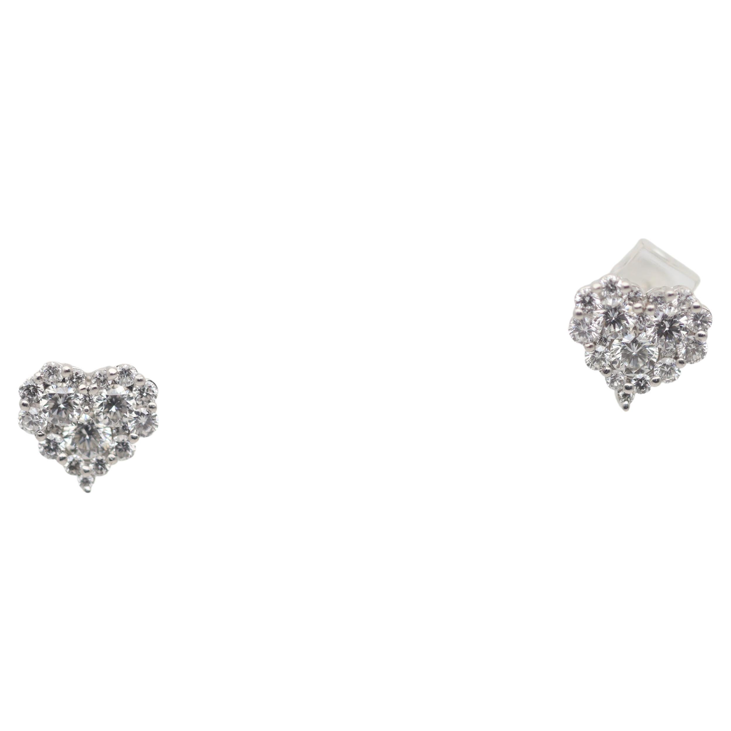 Diamond Platinum Heart-Stud Earrings