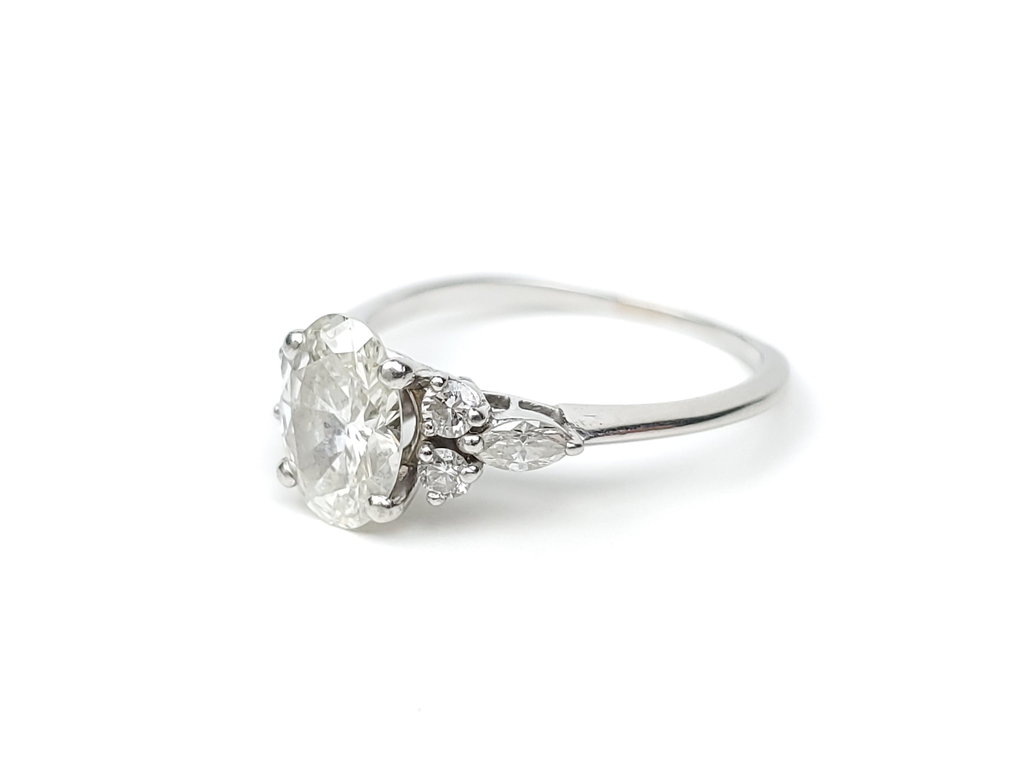 Oval Cut Diamond Platinum Ladies Ring For Sale