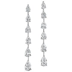 Diamond Platinum Linear Drop Earrings
