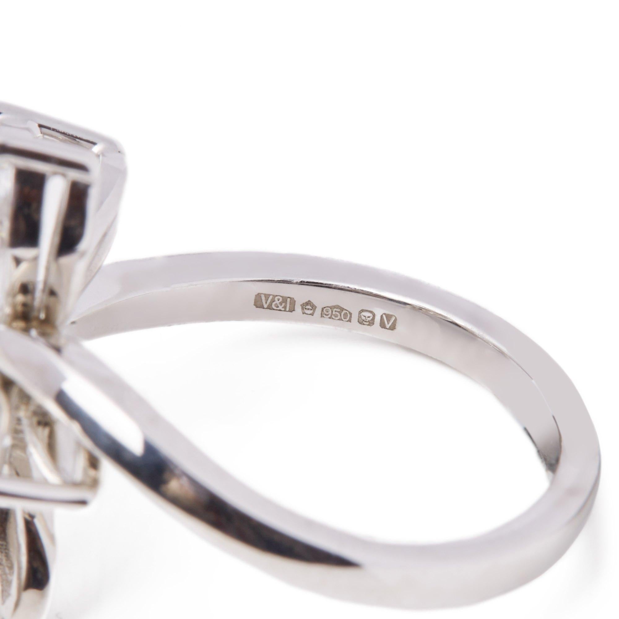 Contemporary Diamond Platinum Marquise Diamond Flower Ring
