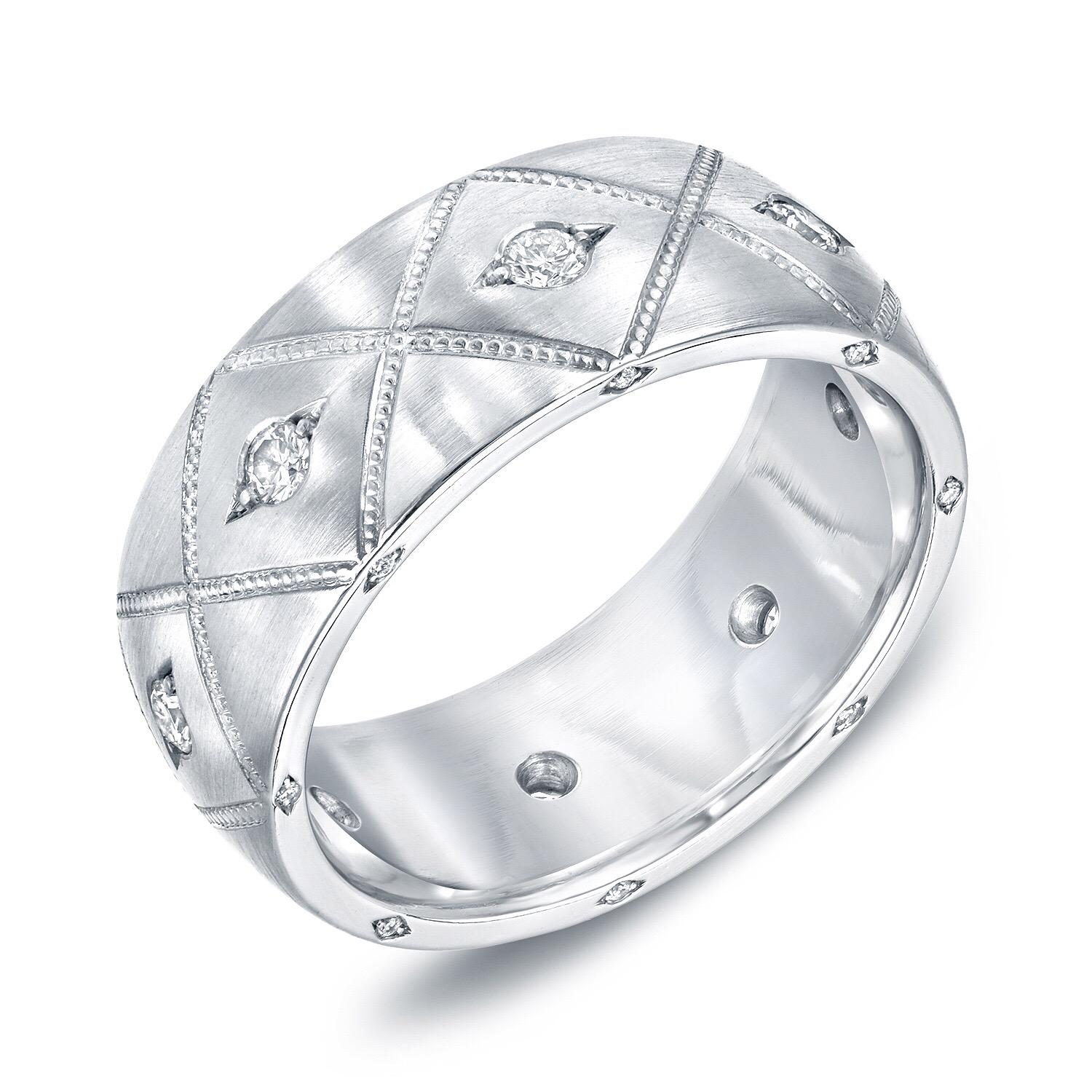 Modern Mens Ring 0.49 Carat Diamonds Platinum