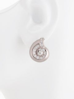 Diamond Platinum NAUTILUS SHELL Earrings by John Landrum Bryant