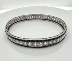 Diamond Platinum Onyx Bangle Style Bracelet