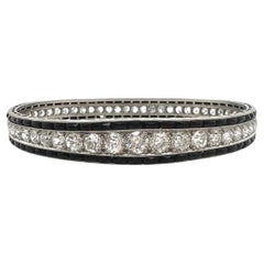 Diamond Platinum Onyx Bangle Style Bracelet