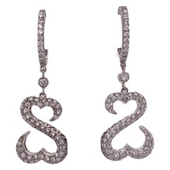 Boucles d'oreilles pendantes à cœur ouvert en platine et diamant:: créées par Jane Seymour