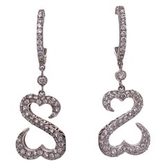 Diamantene Platin-Ohrringe mit offenem Herz:: entworfen von Jane Seymour