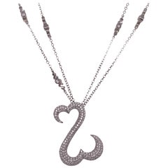 Diamond Platinum Open Heart Pendant Necklace Designed by Jane Seymour