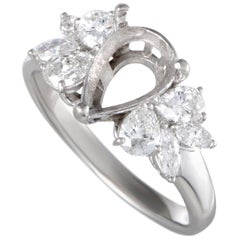 Vintage Diamond Platinum Pear Shape Engagement Ring Mounting