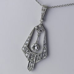 Diamond Platinum Pendant Necklace, circa 1970