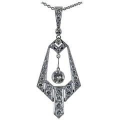 Retro Diamond Platinum Pendant Necklace, circa 1970