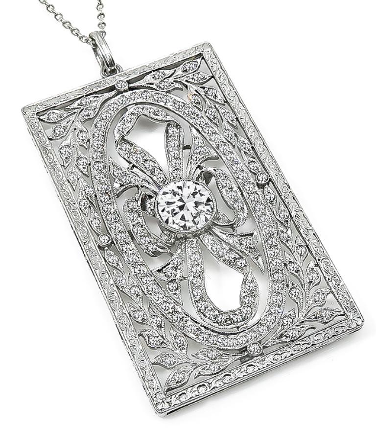 Diamond Platinum Pendant Necklace In Good Condition In New York, NY