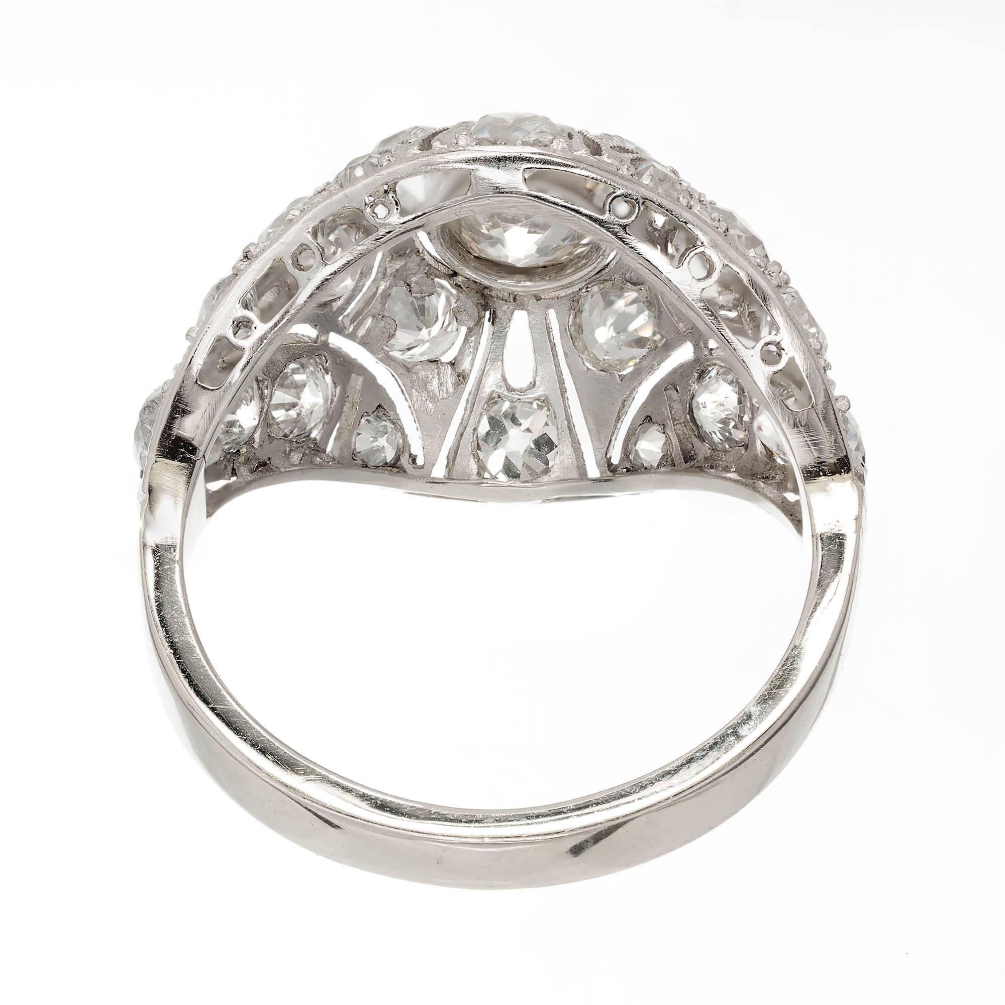 Diamond Platinum Pierced Dome Engagement Ring For Sale at 1stDibs ...