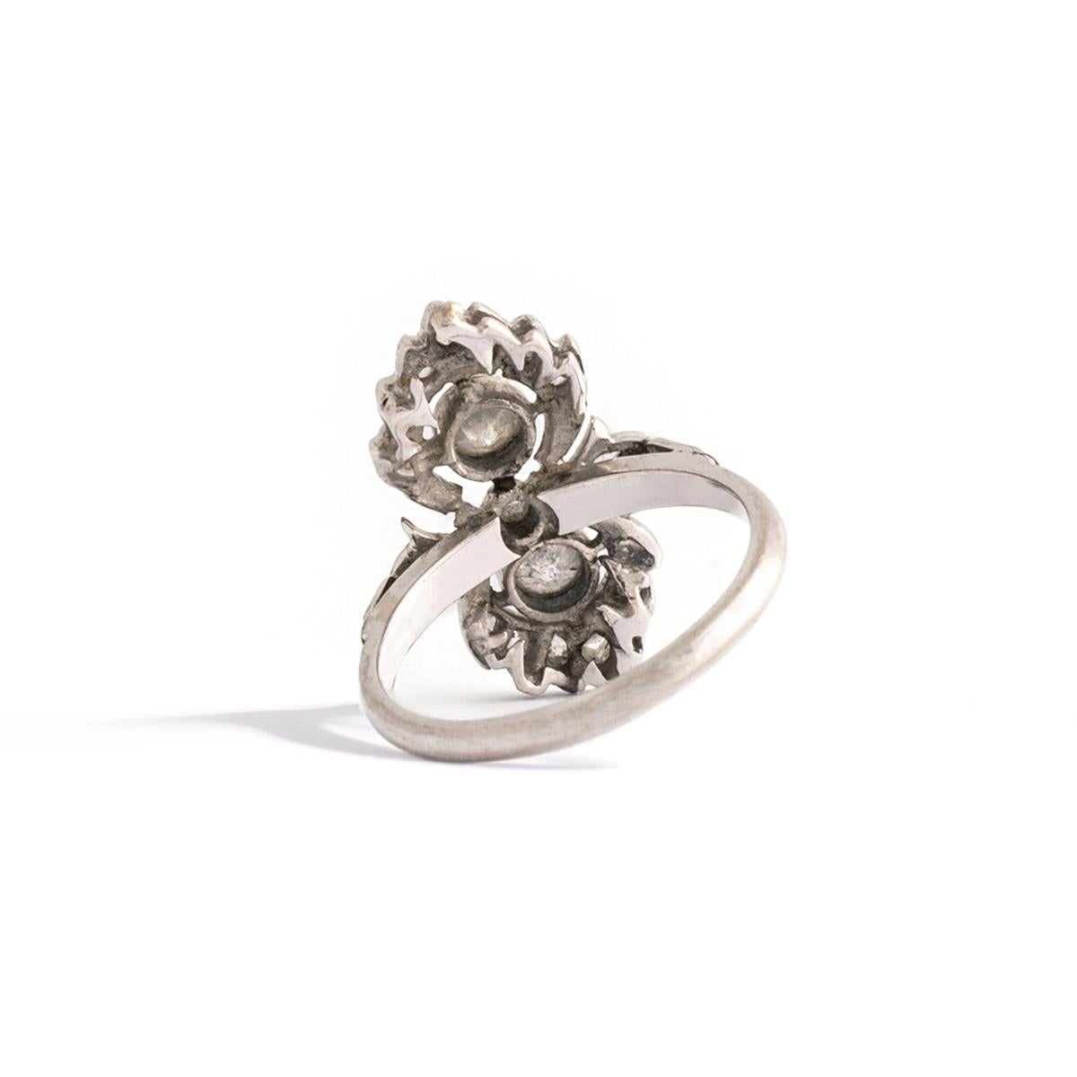 Rose Cut Diamond Platinum Ring For Sale