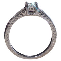 Diamond Platinum Ring Vintage Princess Solitaire Wedding Engagement Fine VS