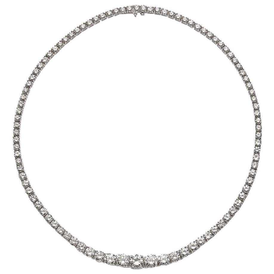 Diamond Platinum Riviere Necklace 25.00 Carat