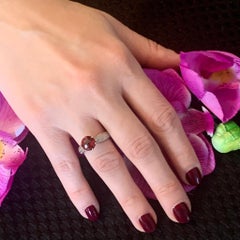 Diamond Platinum Tourmaline Rubellite Ring 5.75 2.43 TCW Certified