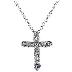 Diamond Platinum Small Cross Pendant