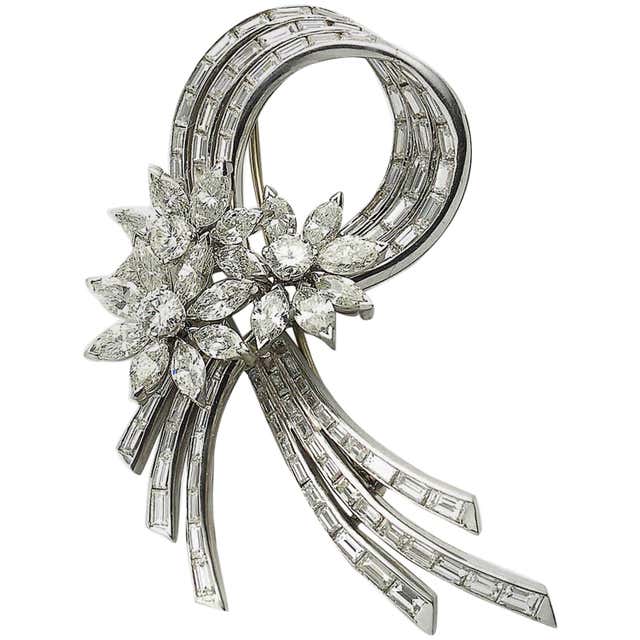Chanel by Paul Iribe Amethyst Emerald Diamond Platinum Spray Brooch at ...