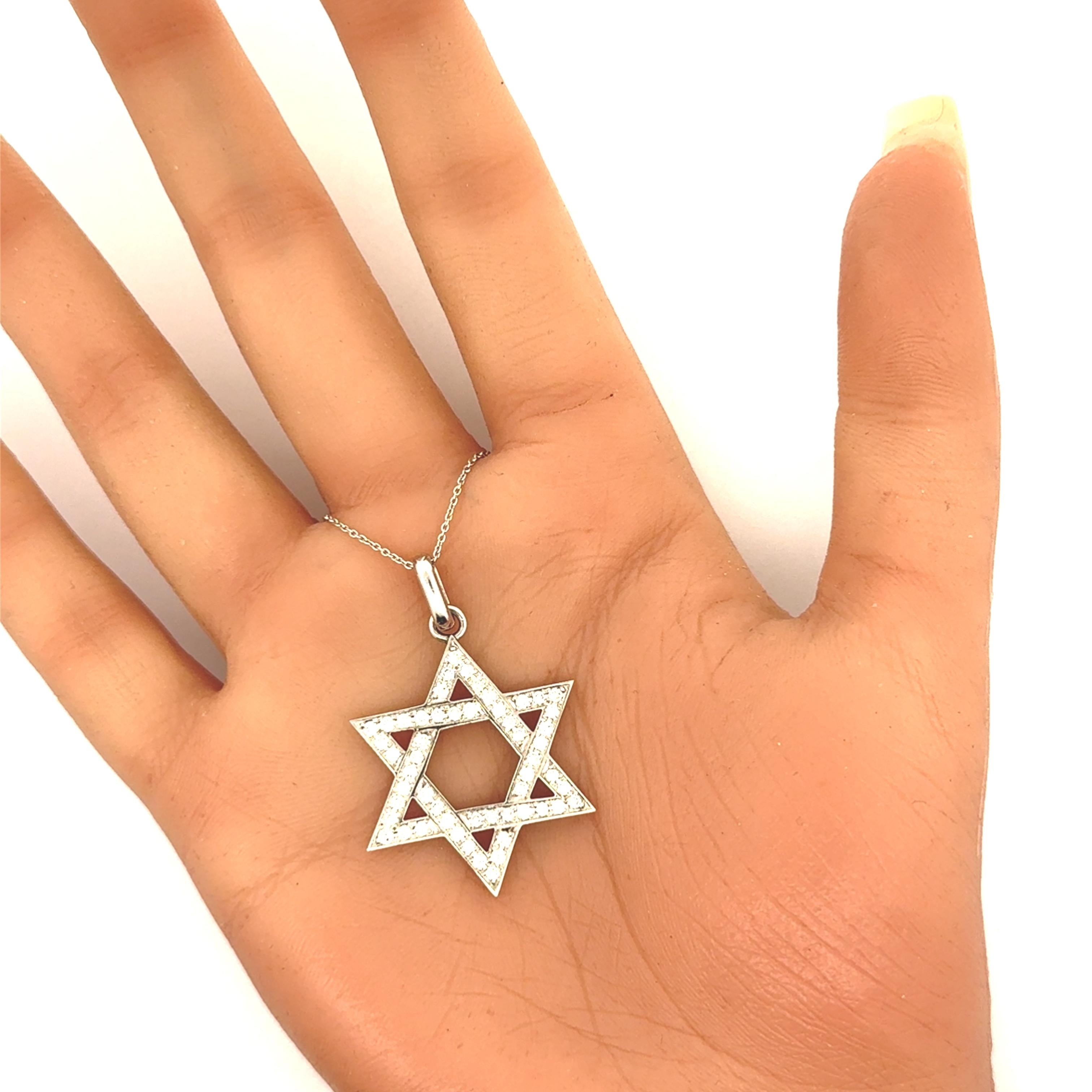Collana con ciondolo con stella di David in platino in vendita 1