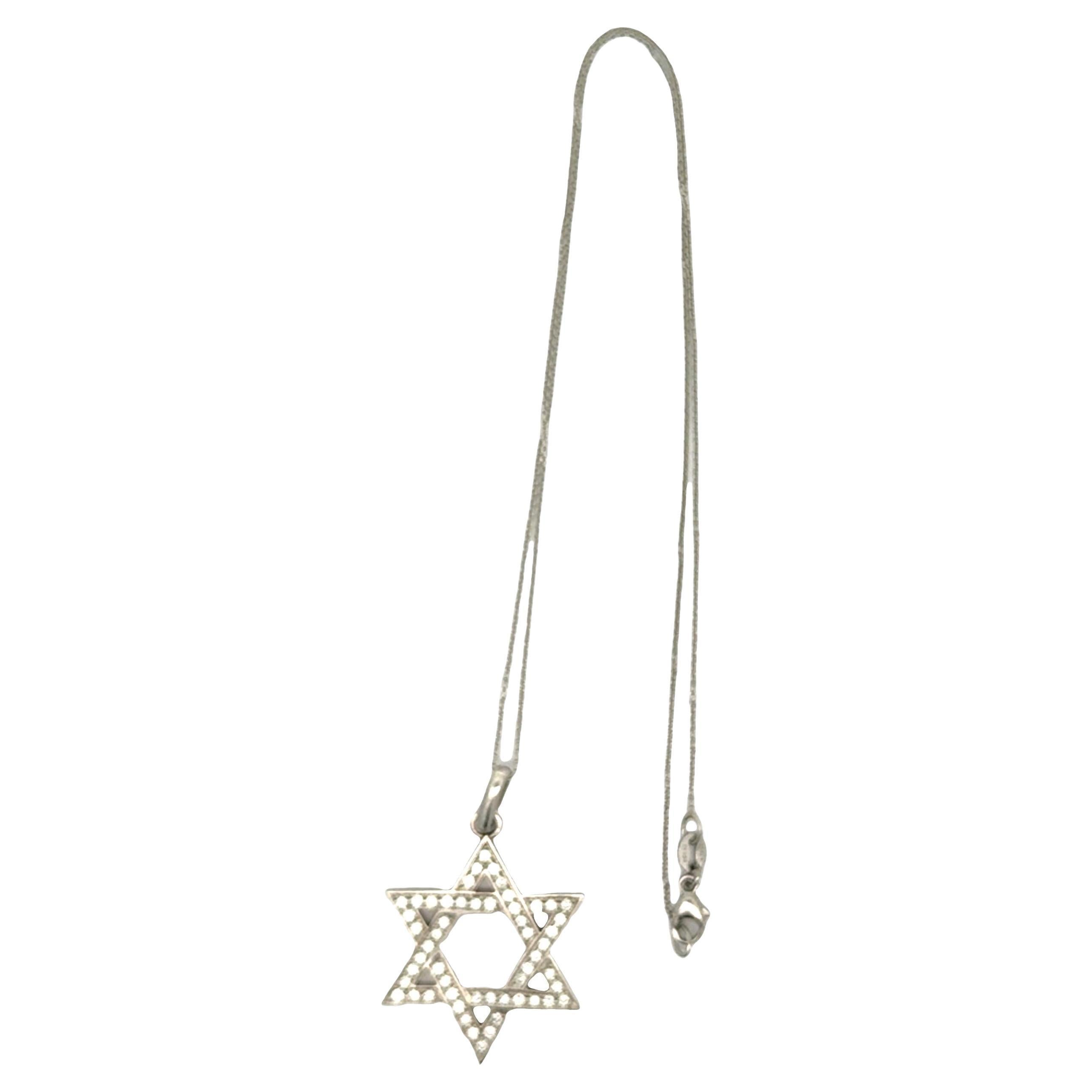 Diamond Platinum Star-of-David Pendant Necklace