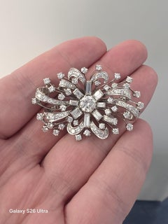 Diamond Platinum Statement Brooch with 6.23 Carats, Vintage