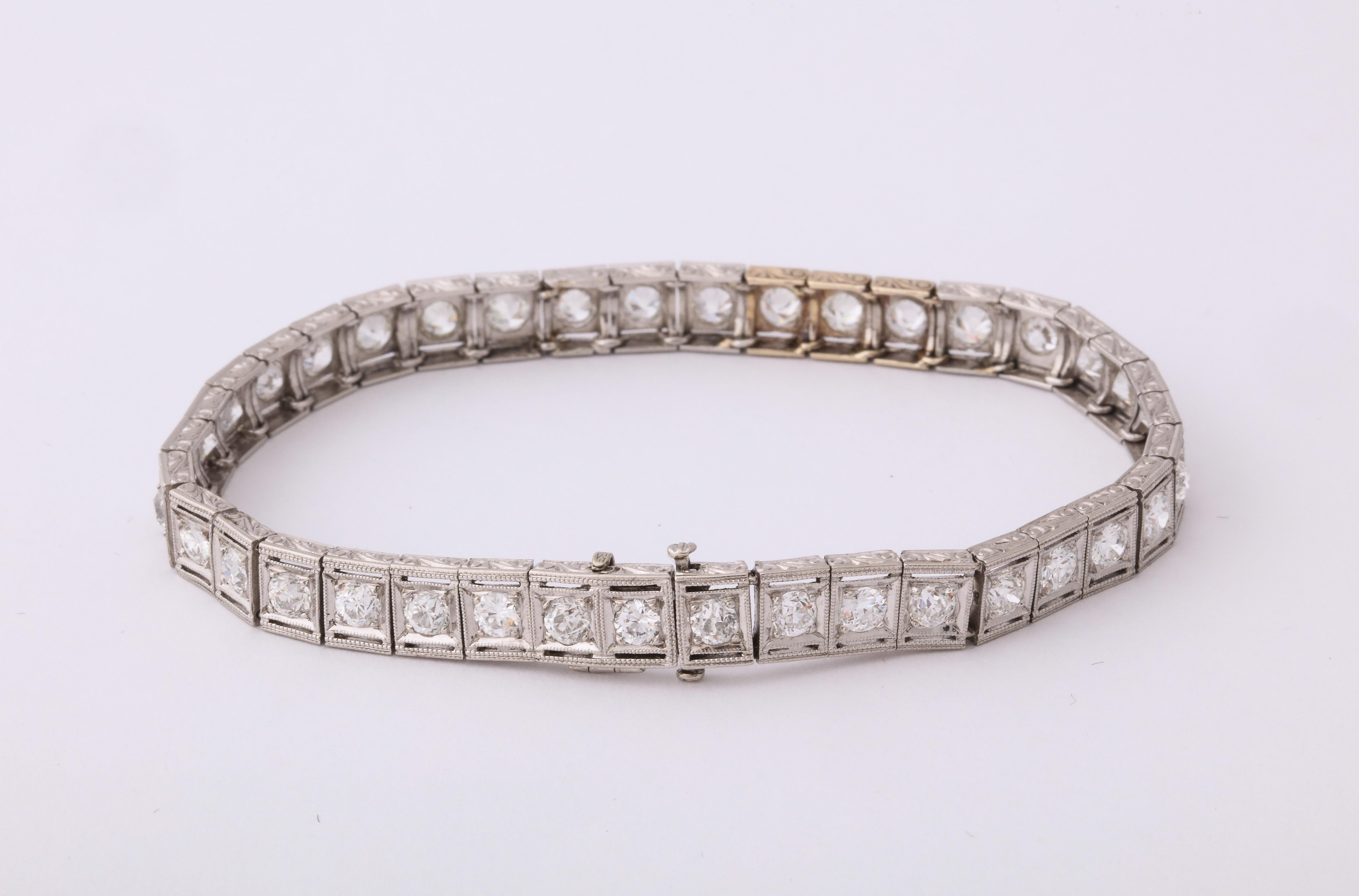 Art Deco Diamond and Platinum Tennis Bracelet