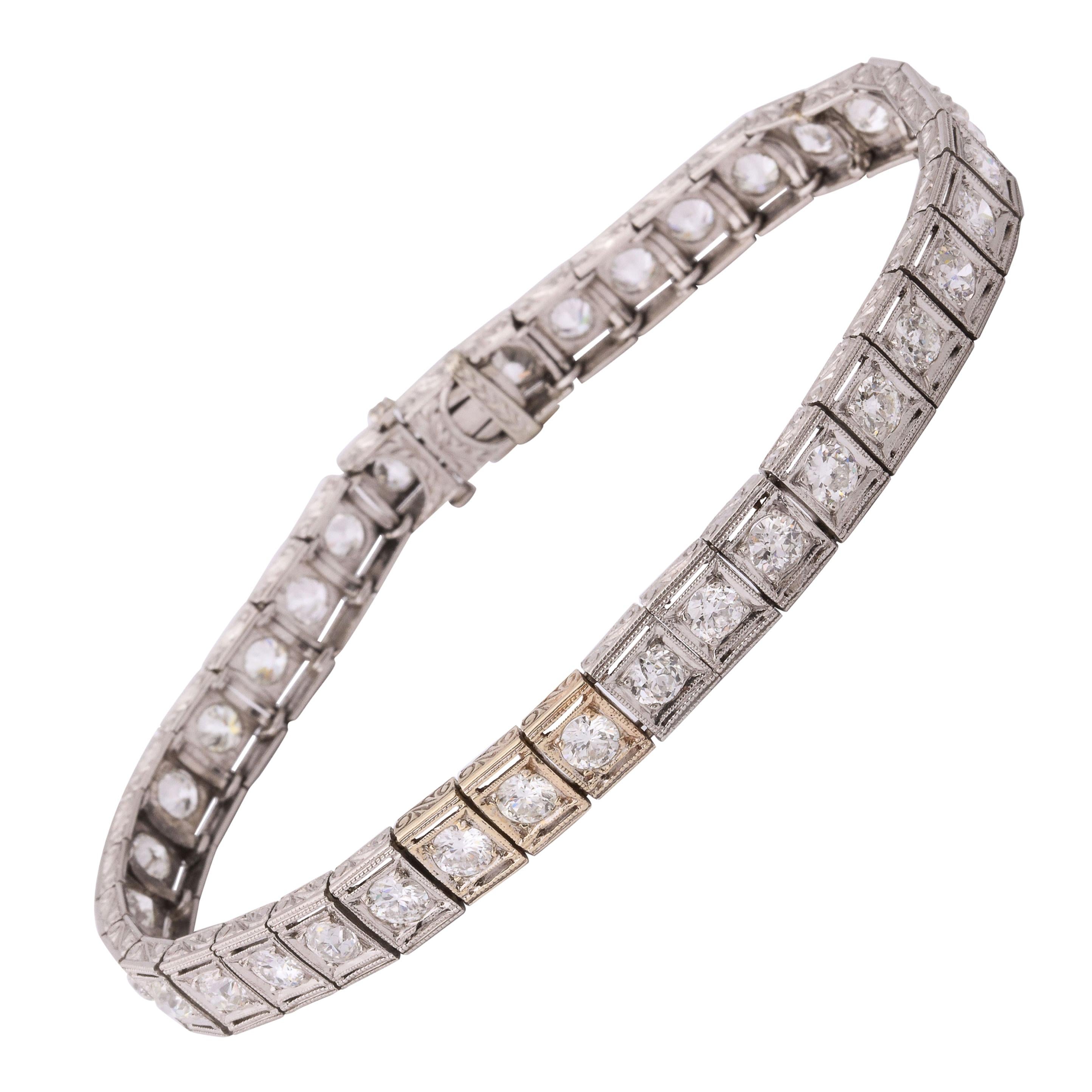 Diamond Platinum Bracelet For Sale at 1stDibs