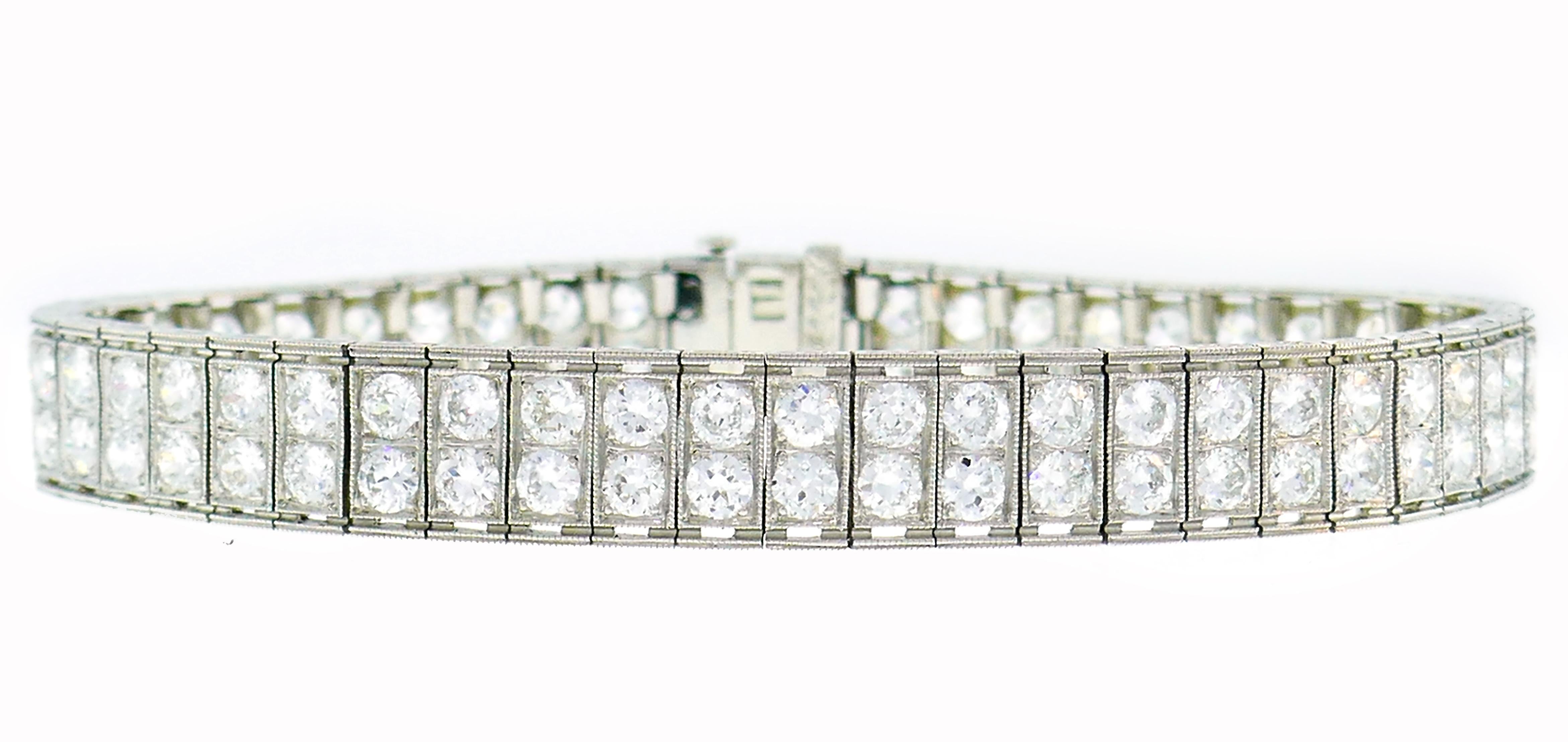 Art Deco Diamond Platinum Tennis Line Bracelet For Sale 3