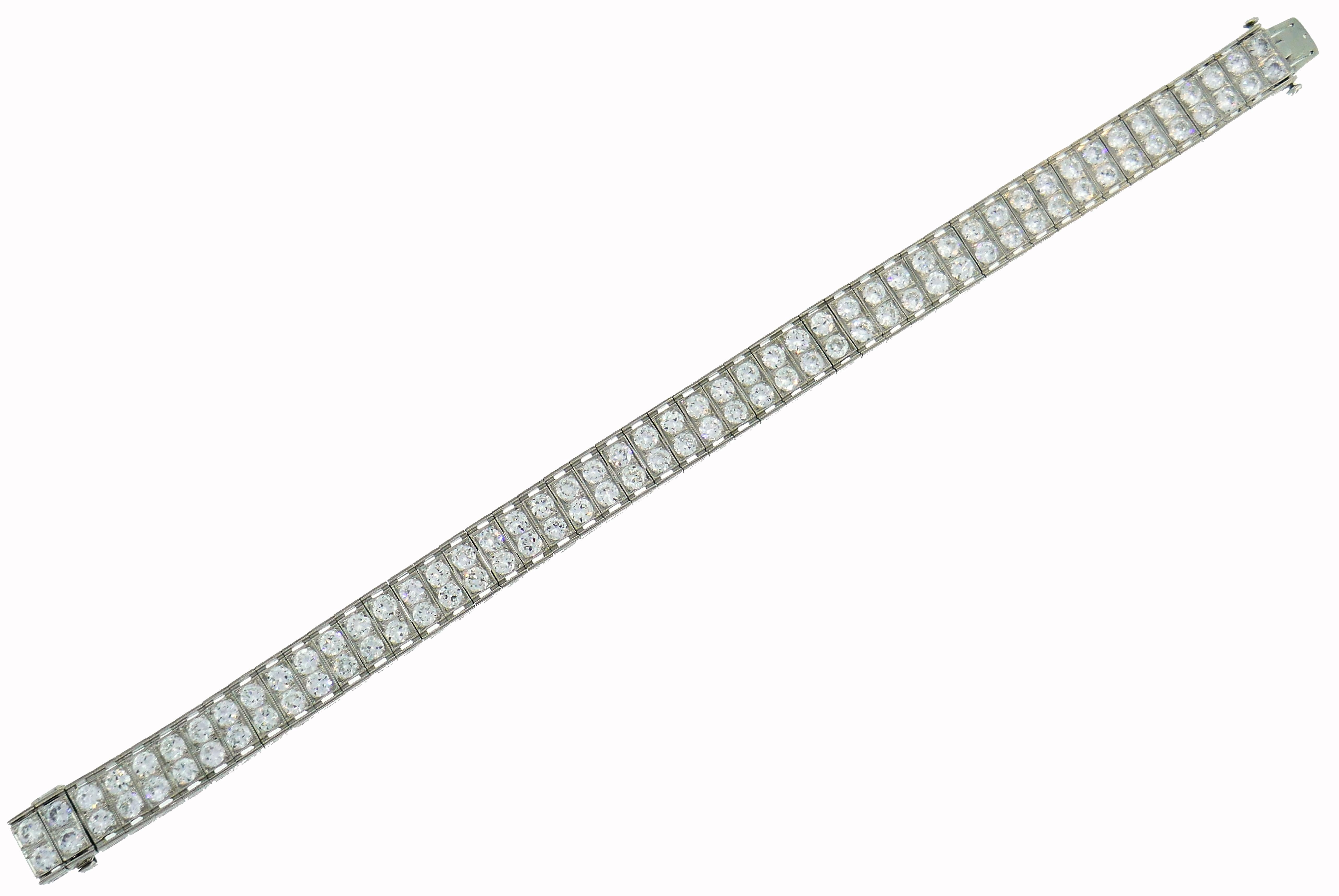 Diamant-Platin-Tennisarmband im Art déco-Stil im Zustand „Hervorragend“ im Angebot in Beverly Hills, CA