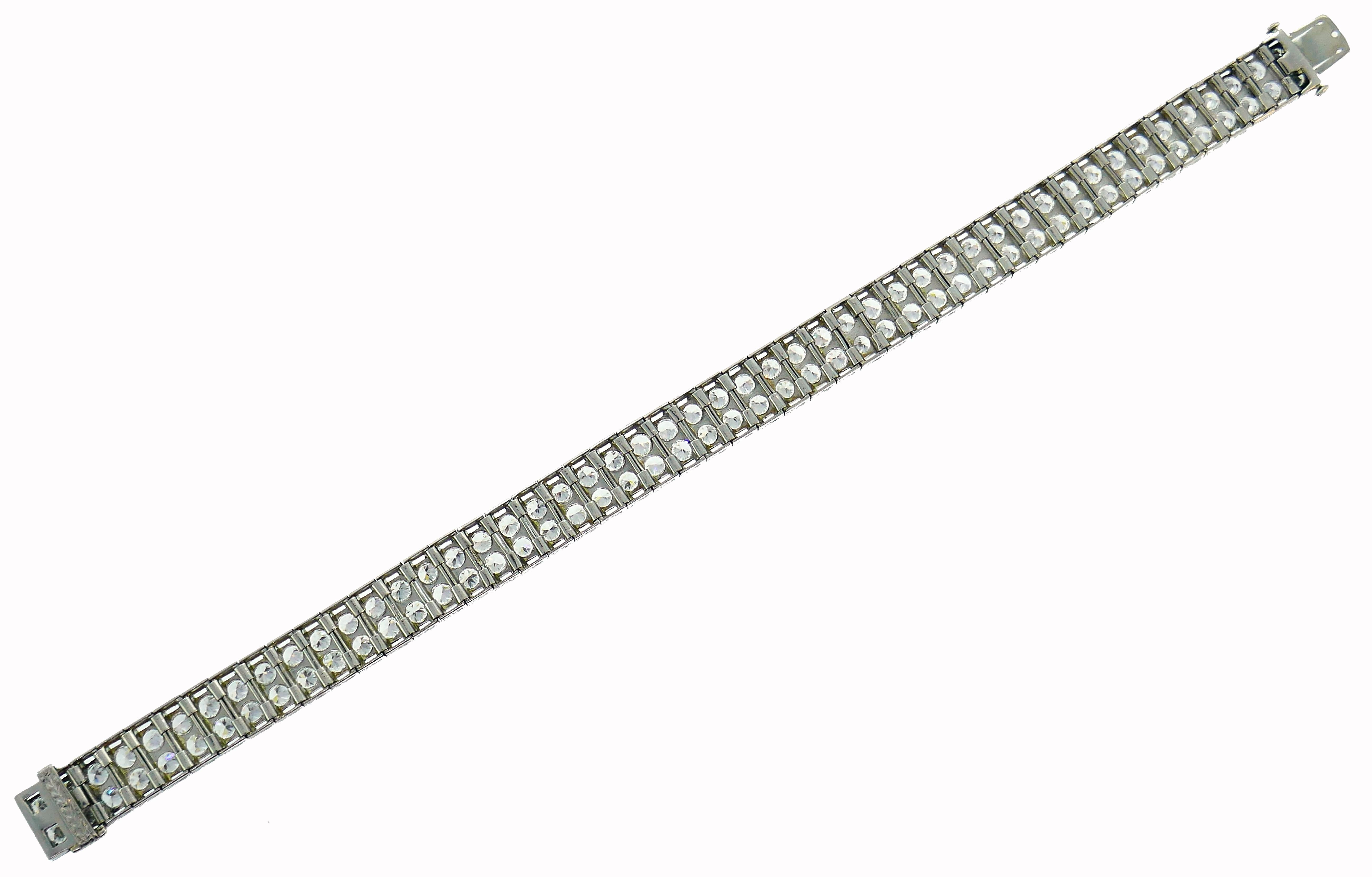 Diamant-Platin-Tennisarmband im Art déco-Stil im Angebot 2