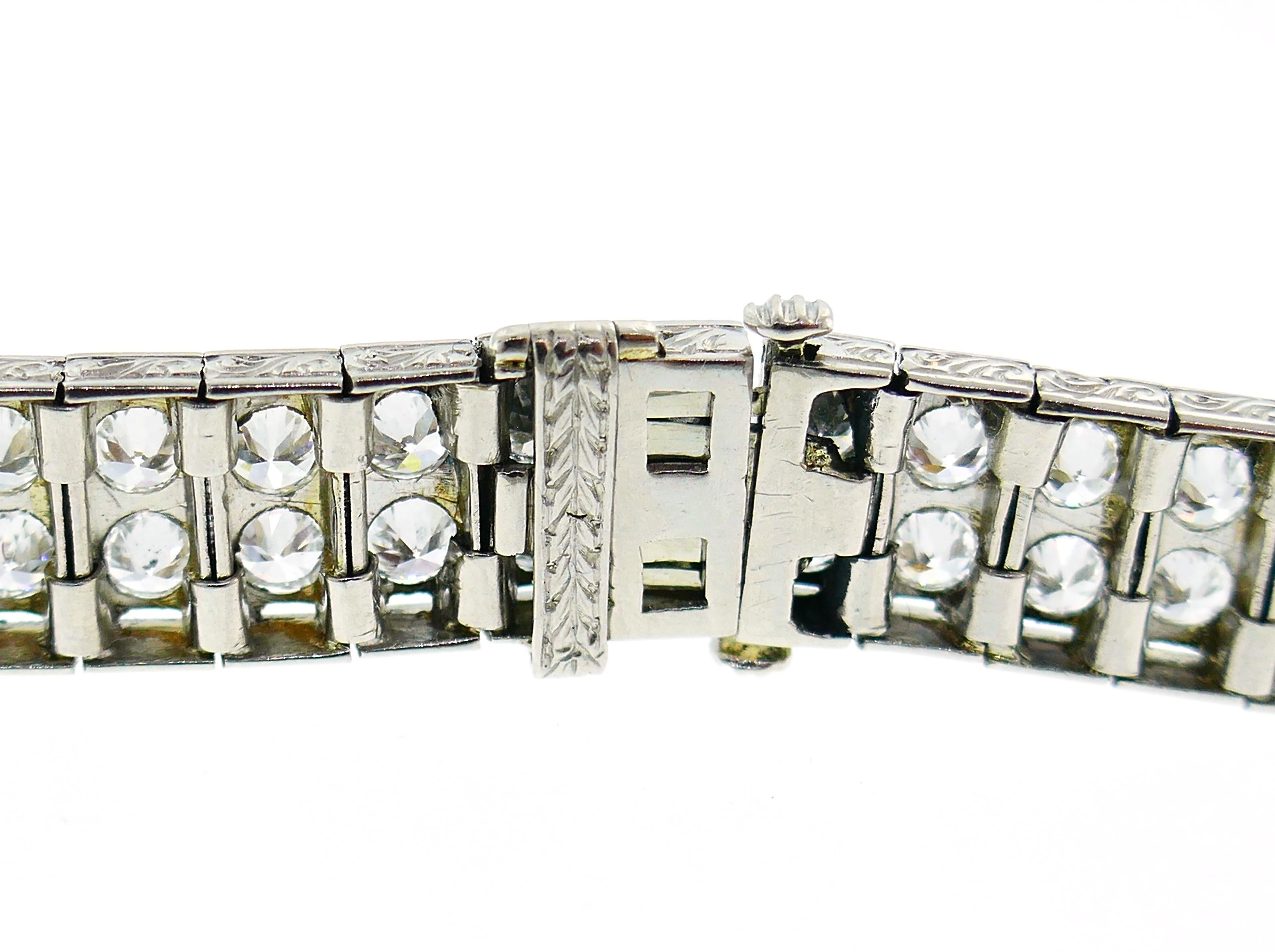 Art Deco Diamond Platinum Tennis Line Bracelet For Sale 1