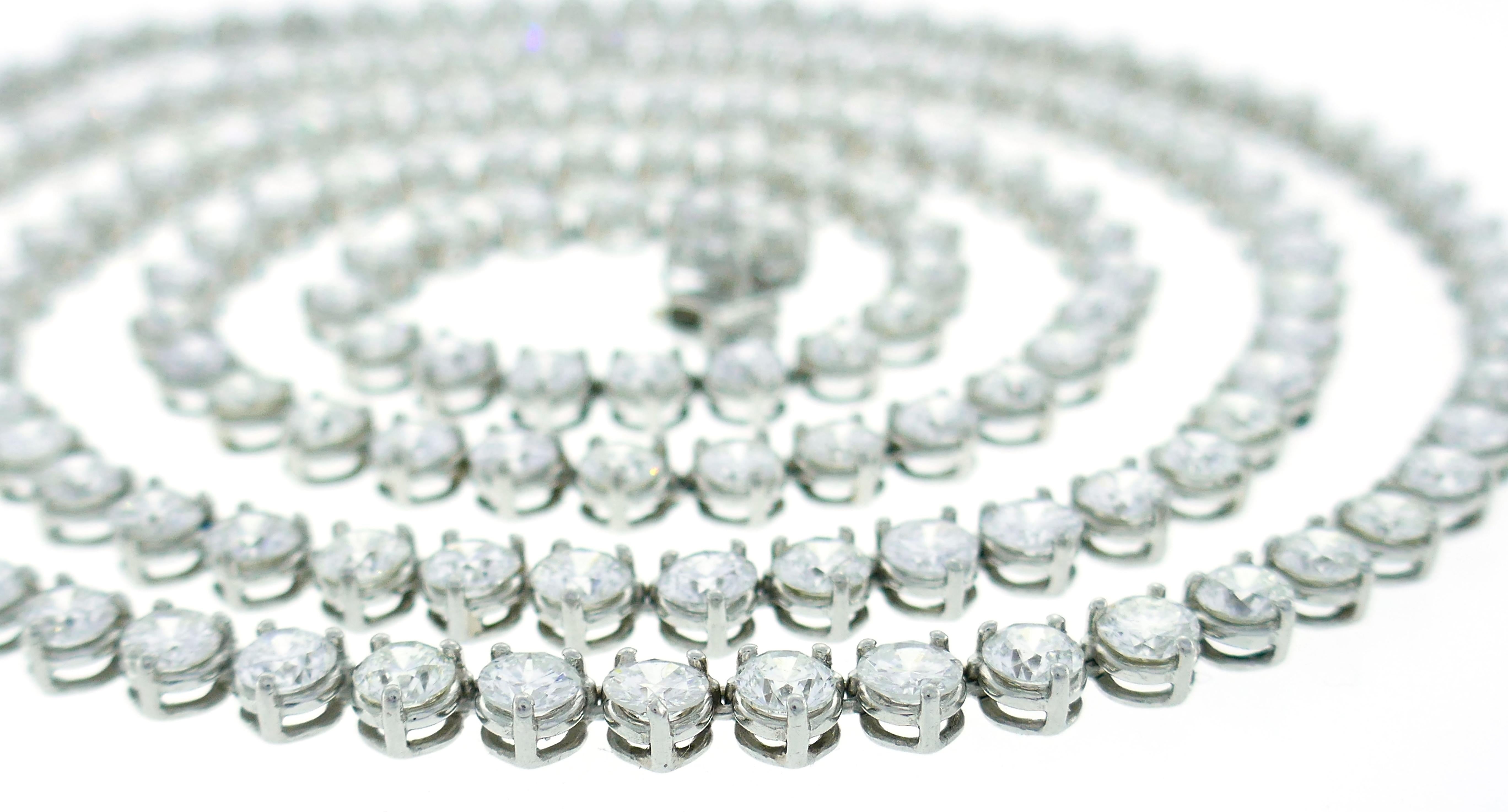 Diamond Platinum Tennis Riviere Necklace Opera Length 1