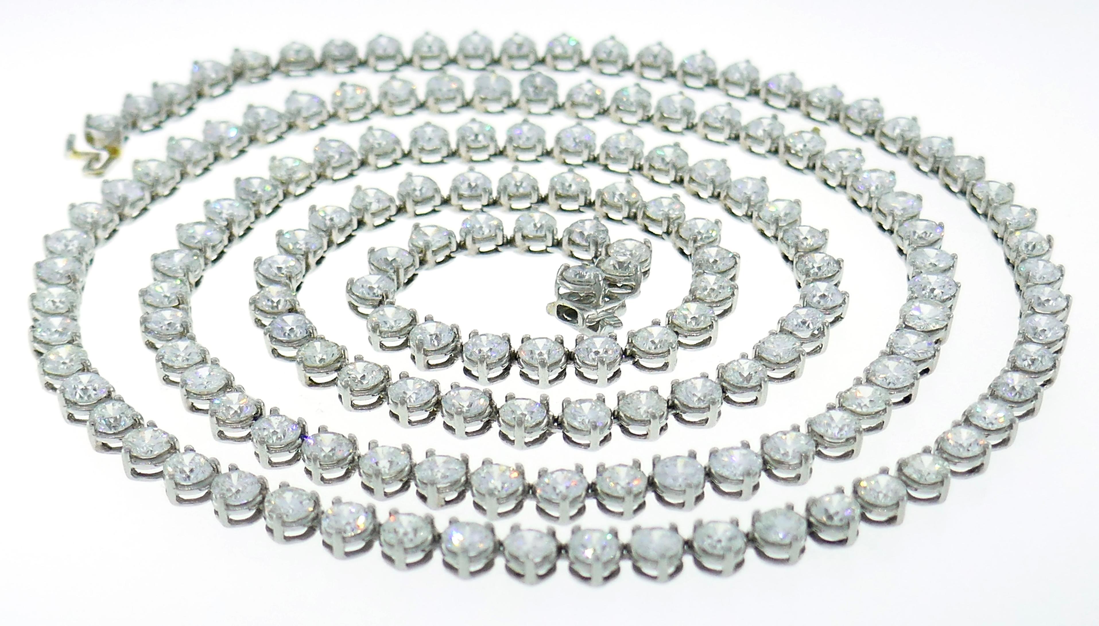 Diamond Platinum Tennis Riviere Necklace Opera Length 2