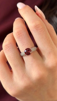 Diamond Platinum Tourmaline Rubellite Ring 5.75 2.43 TCW Certified