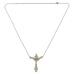 Vintage Diamond Platinum White Gold Chain Pendant Necklace
