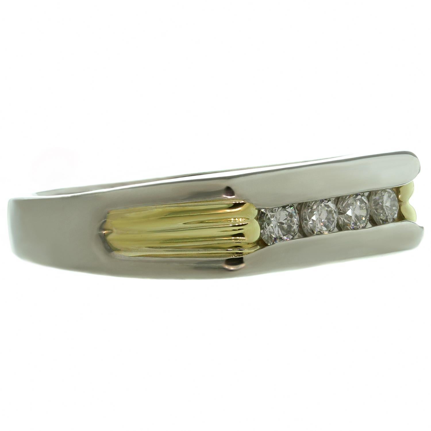 Men's Diamond Platinum Yellow Gold Men’s Band Ring For Sale