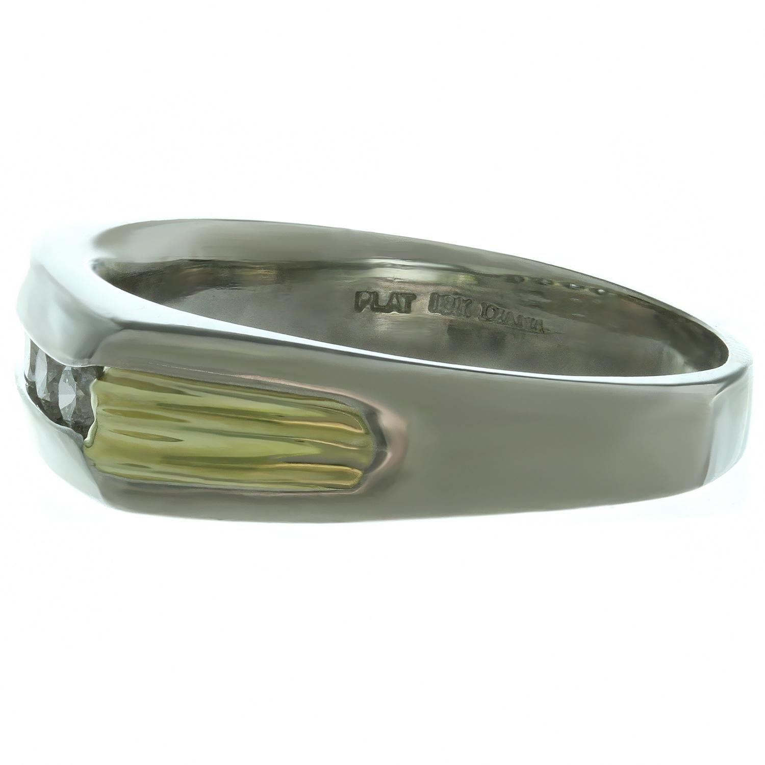 Diamond Platinum Yellow Gold Men’s Band Ring For Sale 1