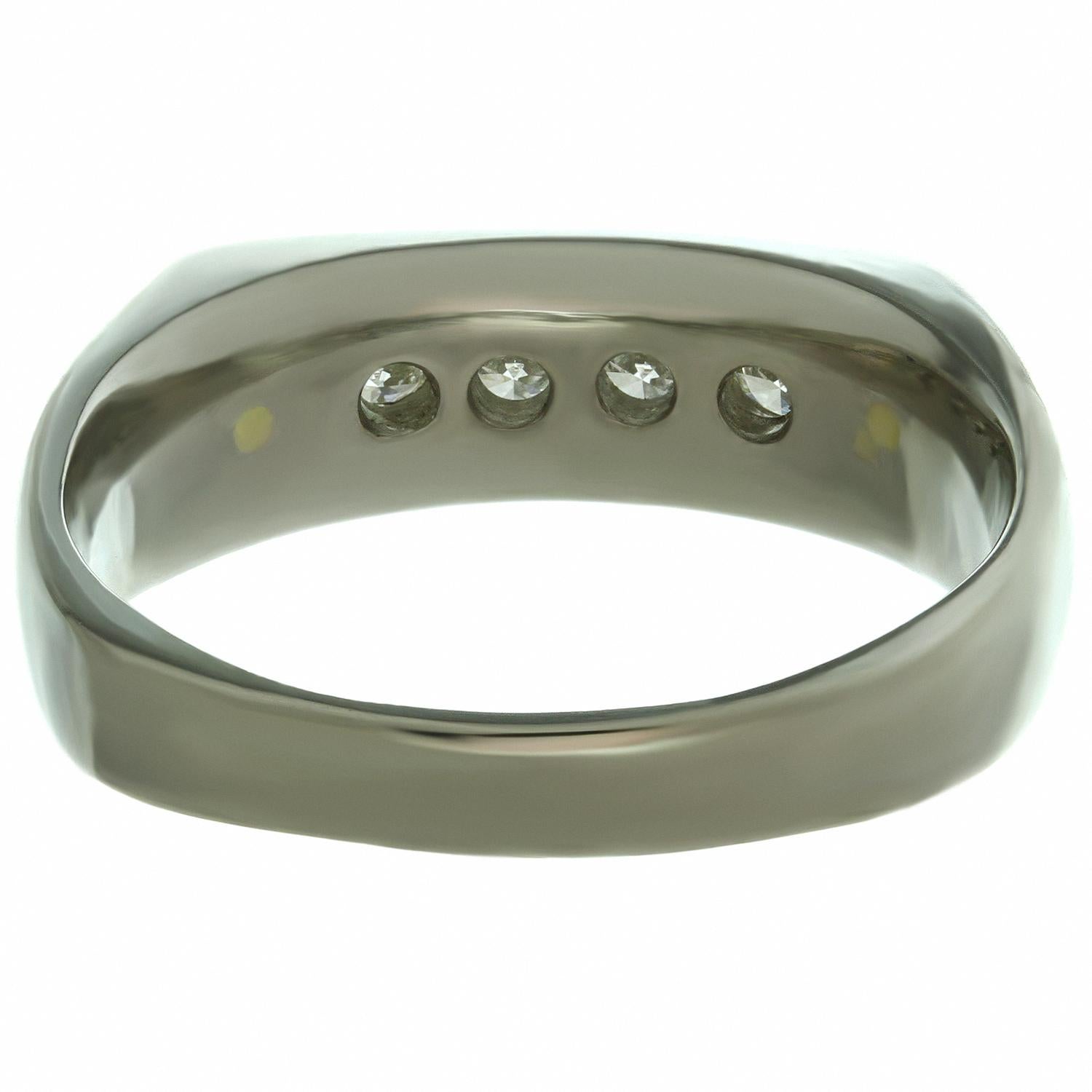 Diamond Platinum Yellow Gold Men’s Band Ring For Sale 2