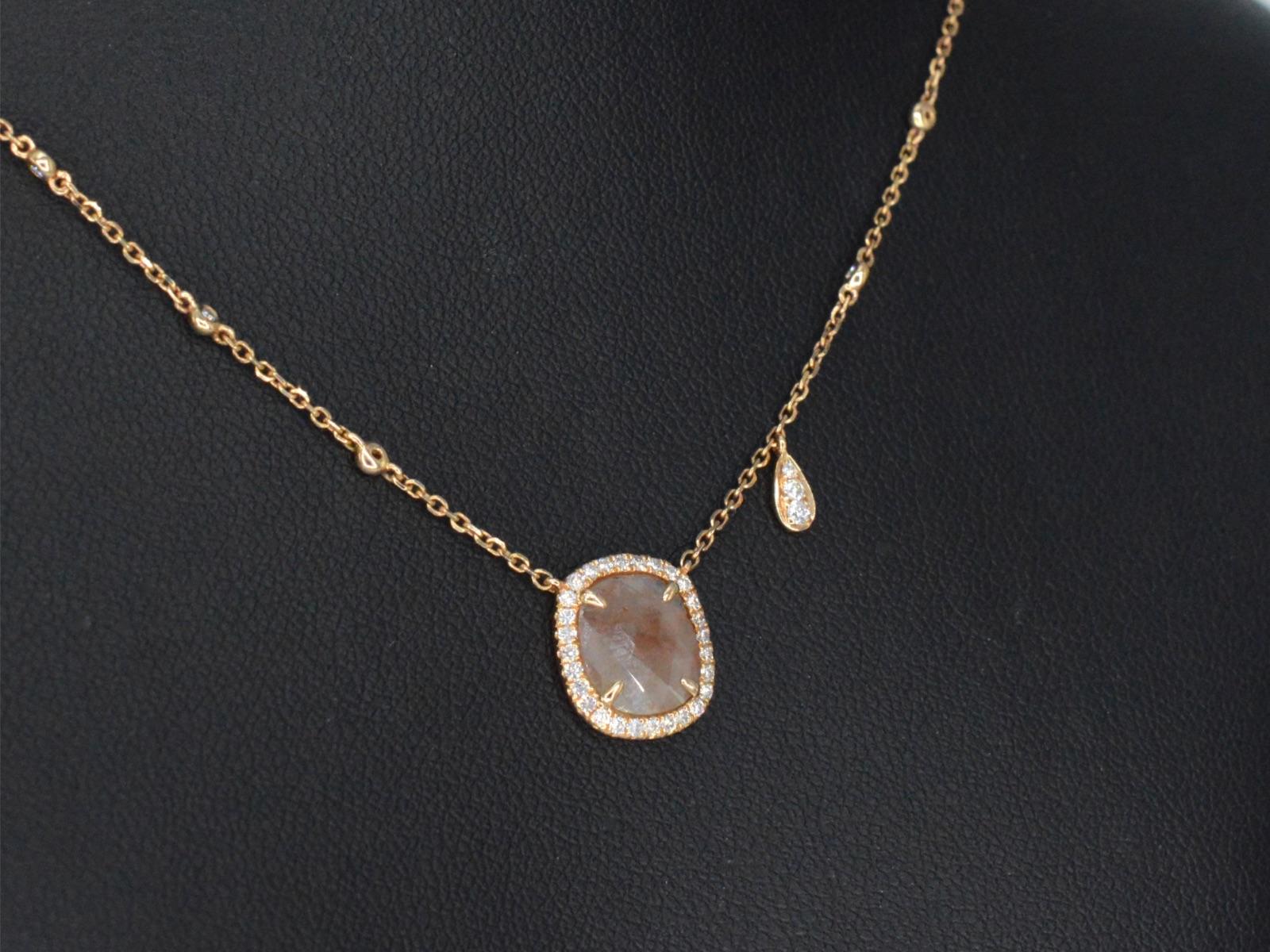 Diamond Point - Golden necklace with diamonds In Excellent Condition For Sale In AMSTELVEEN, NH