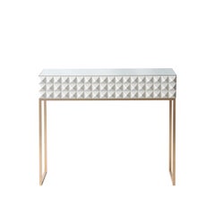 Contemporary Diamond Point Resin Gold White Lacquered Iron Spanish Console, 2016