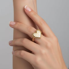 Diamond Polka Dot 14K (or 18k upon request) Yellow Gold Heart Ring