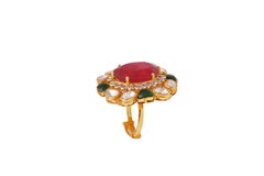 14k gold Diamond Polki and Semi Ring