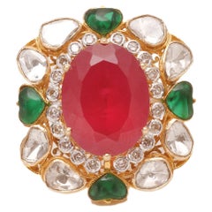 semigold 14k gold Diamond Polki and Semi Ring