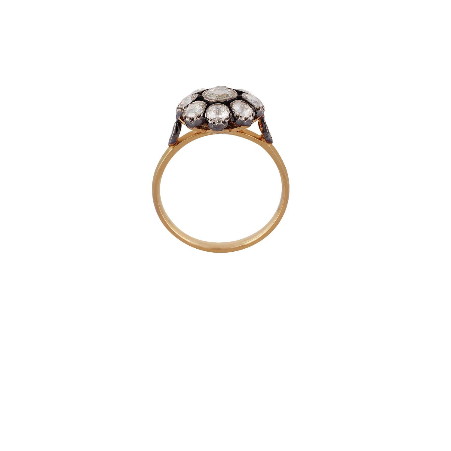  Diamant Polki / Rosenschliff  Handgefertigter Ring im antiken Stil (Hochviktorianisch) im Angebot