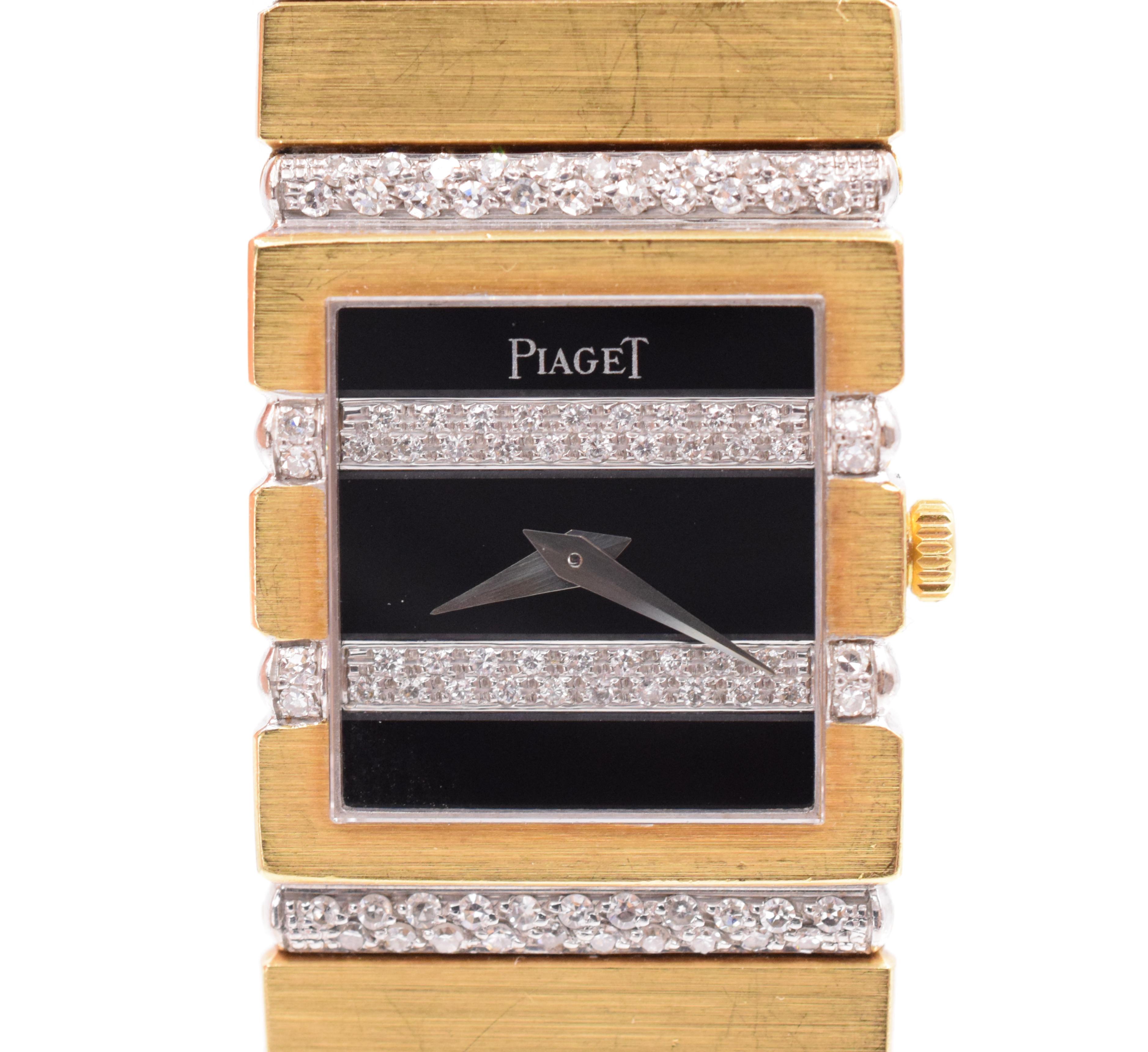 Diamant-Armbanduhr „Polo“ mit Diamanten, Piaget 18 kt., Quarz im Zustand „Hervorragend“ im Angebot in New York, NY