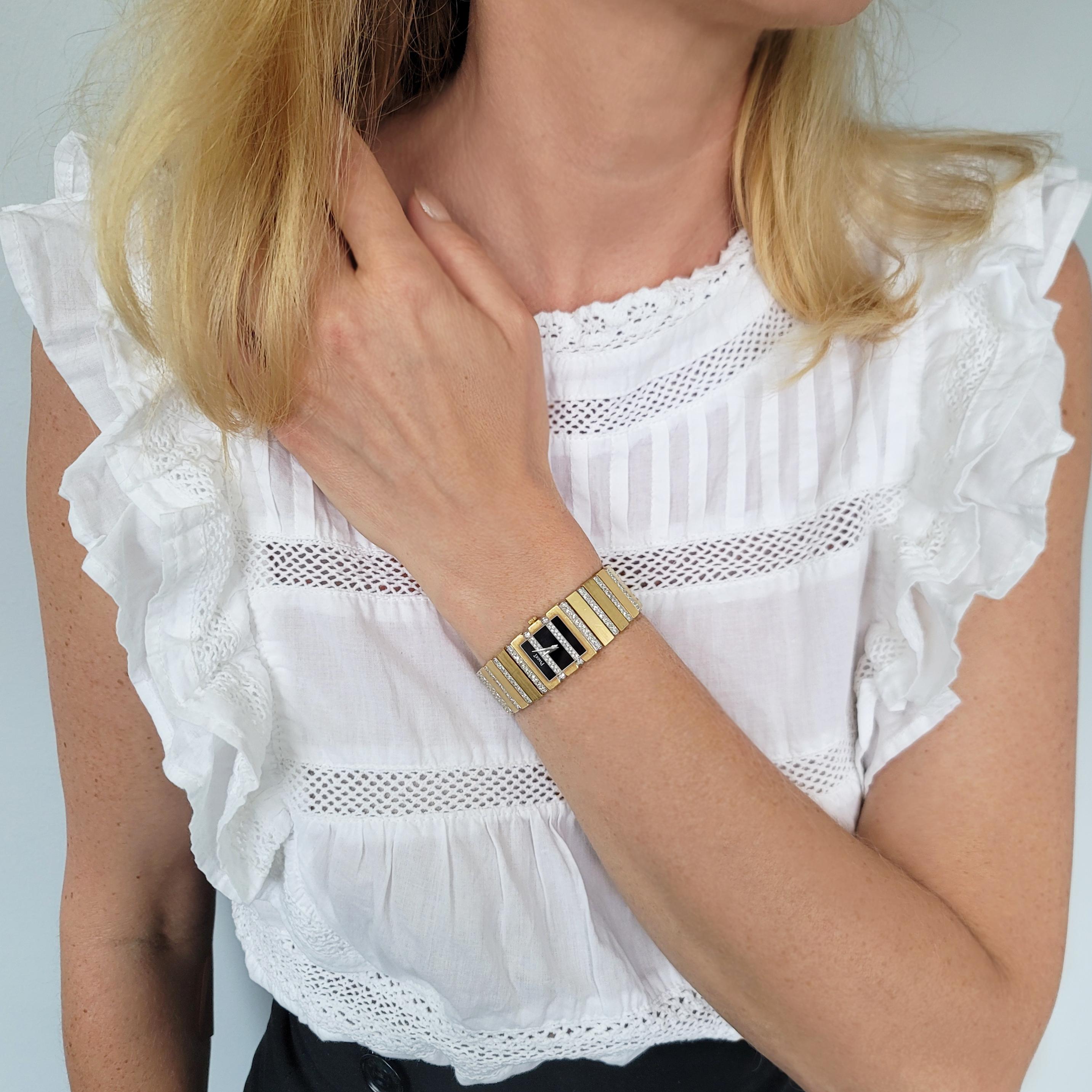 Diamant-Armbanduhr „Polo“ mit Diamanten, Piaget 18 kt., Quarz im Angebot 3