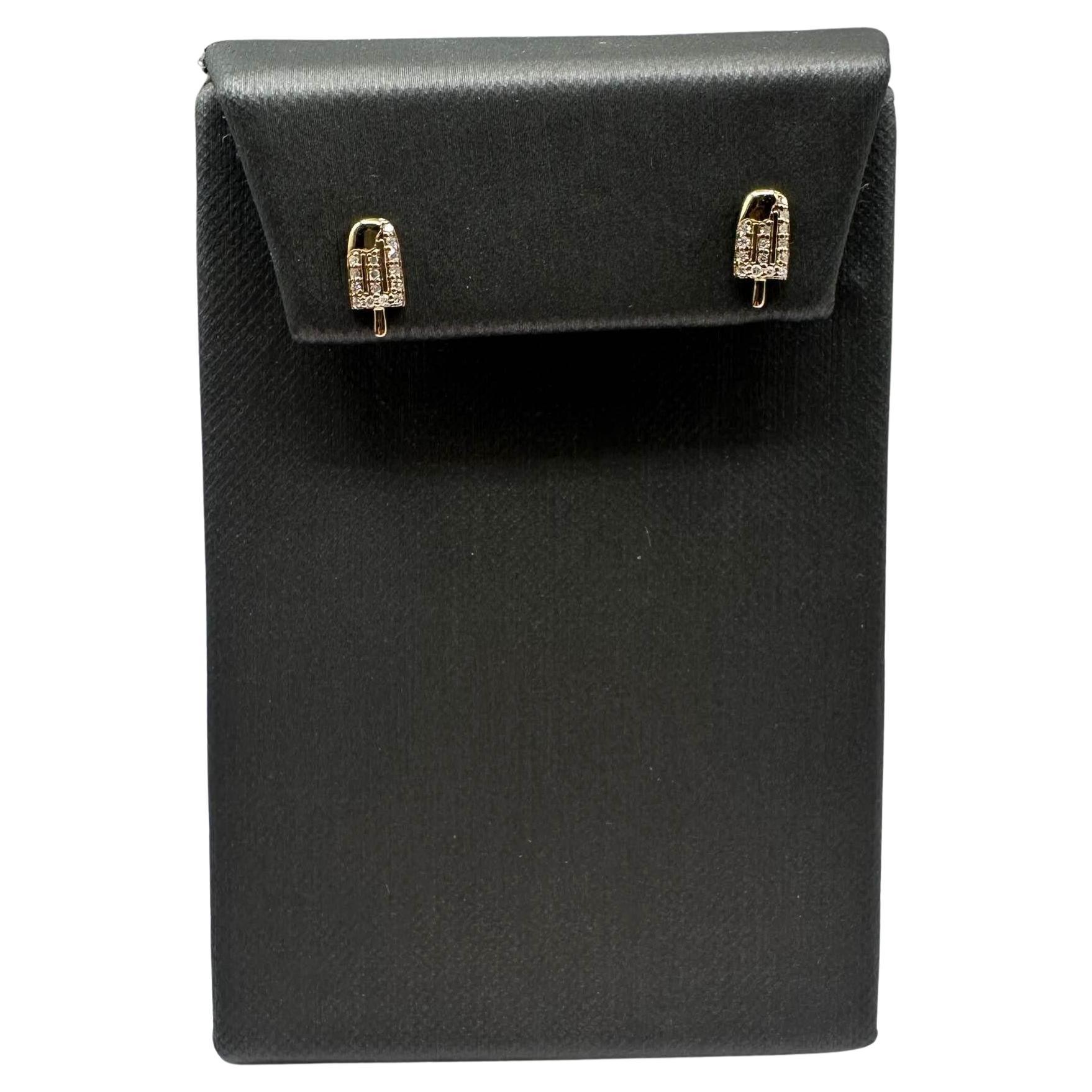 Clous d'oreilles Popsicle en or jaune 14 carats avec diamants 0,12 carat poids total GH SI, Neuf